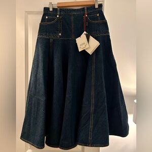 Alexander McQueen Dark Blue Voluminous Denim Skirt NWT Size 42